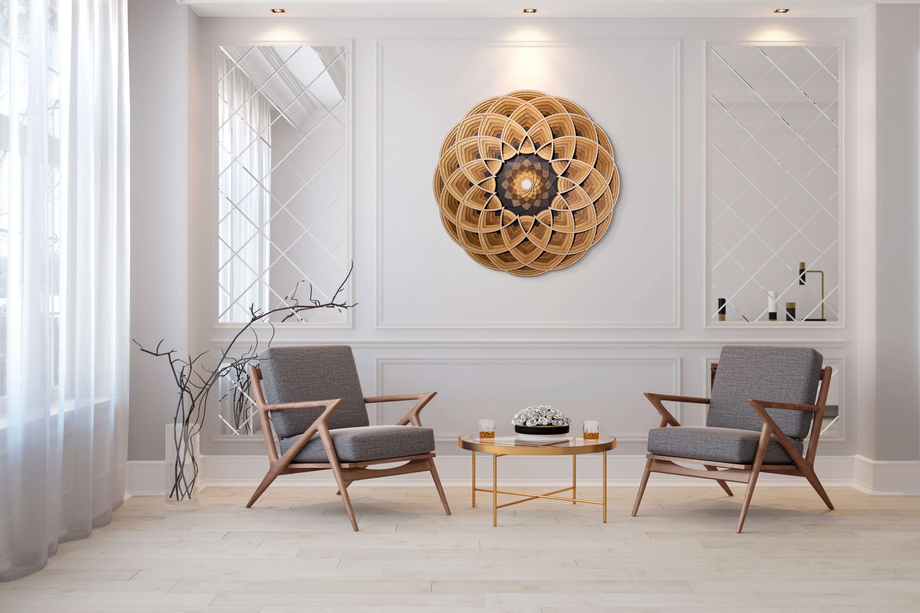 Evolve lasercut mandala in a elegant interior